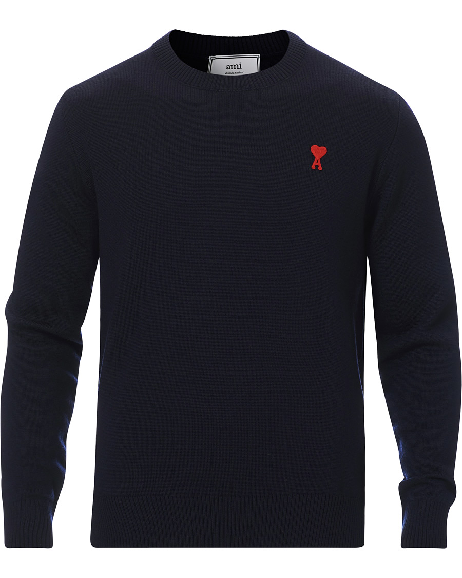 Herre | Gensere | AMI | Heart Logo Merino Sweater Navy
