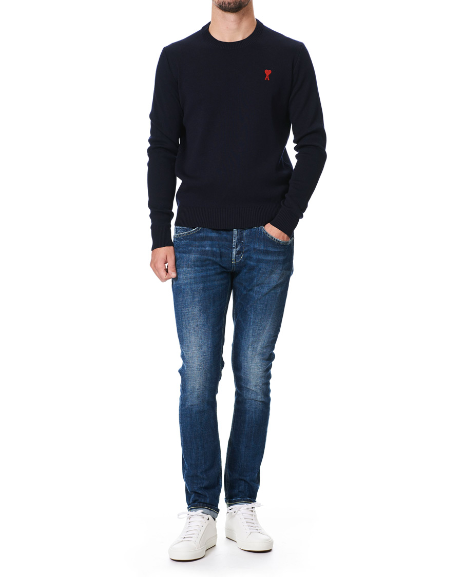 Herre | Gensere | AMI | Heart Logo Merino Sweater Navy