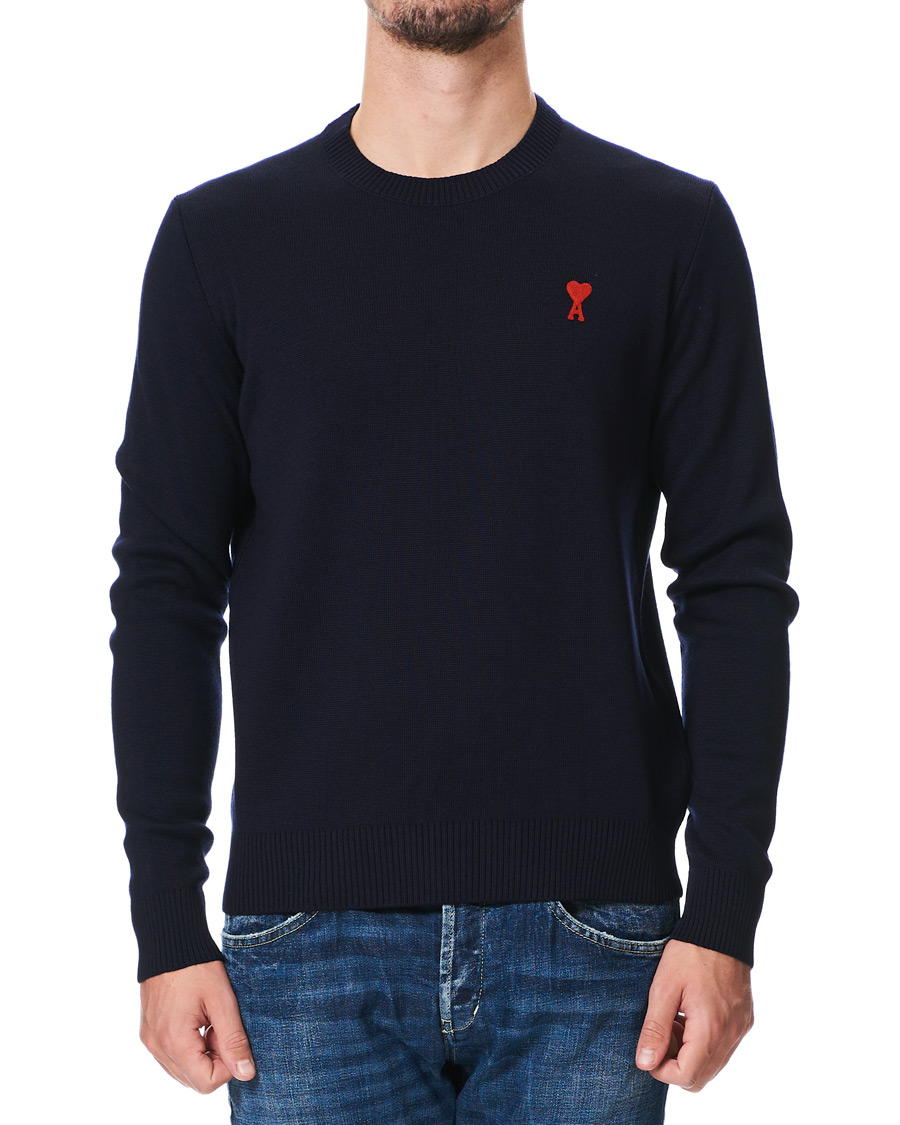 Herre | Gensere | AMI | Heart Logo Merino Sweater Navy