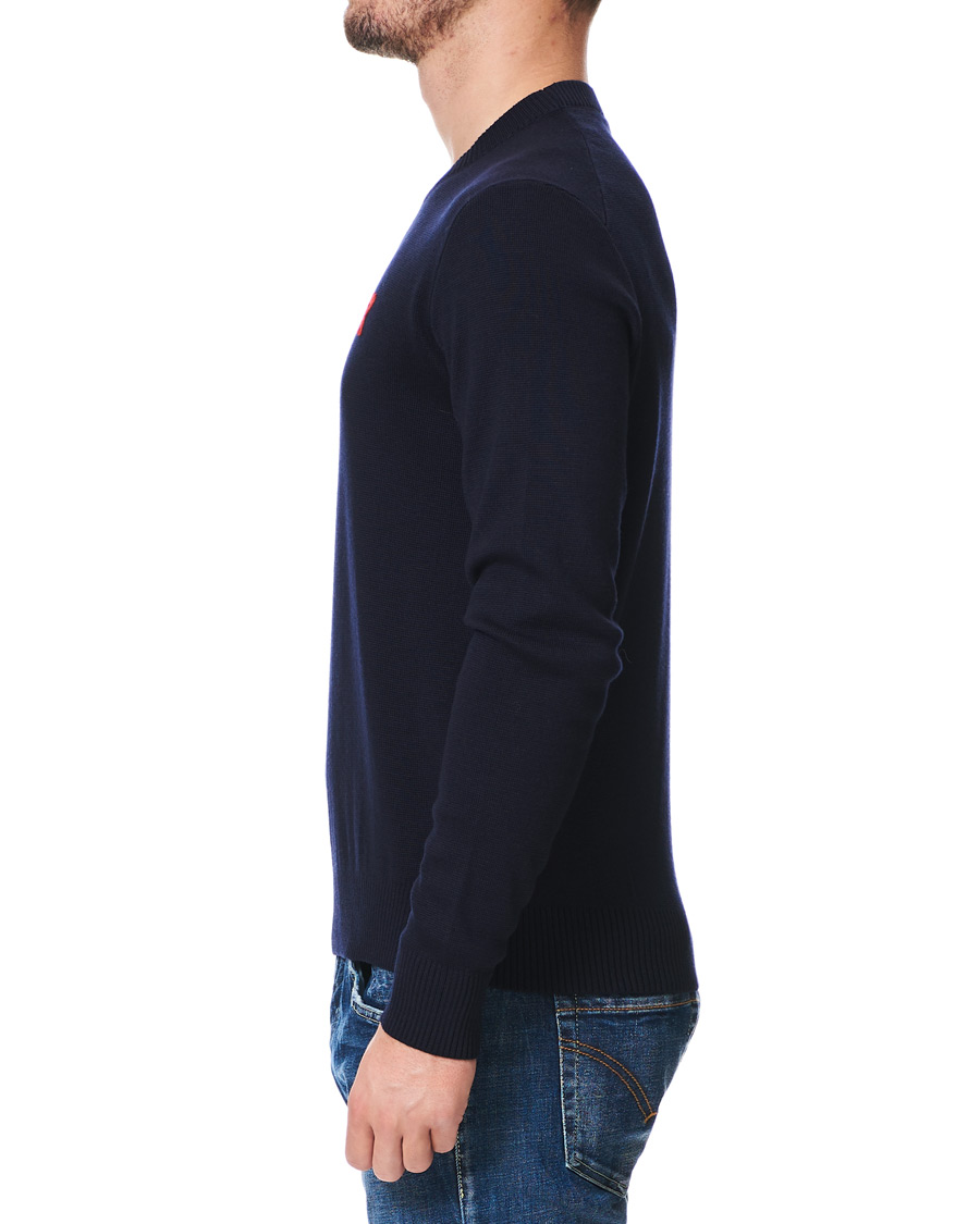 Herre | Gensere | AMI | Heart Logo Merino Sweater Navy