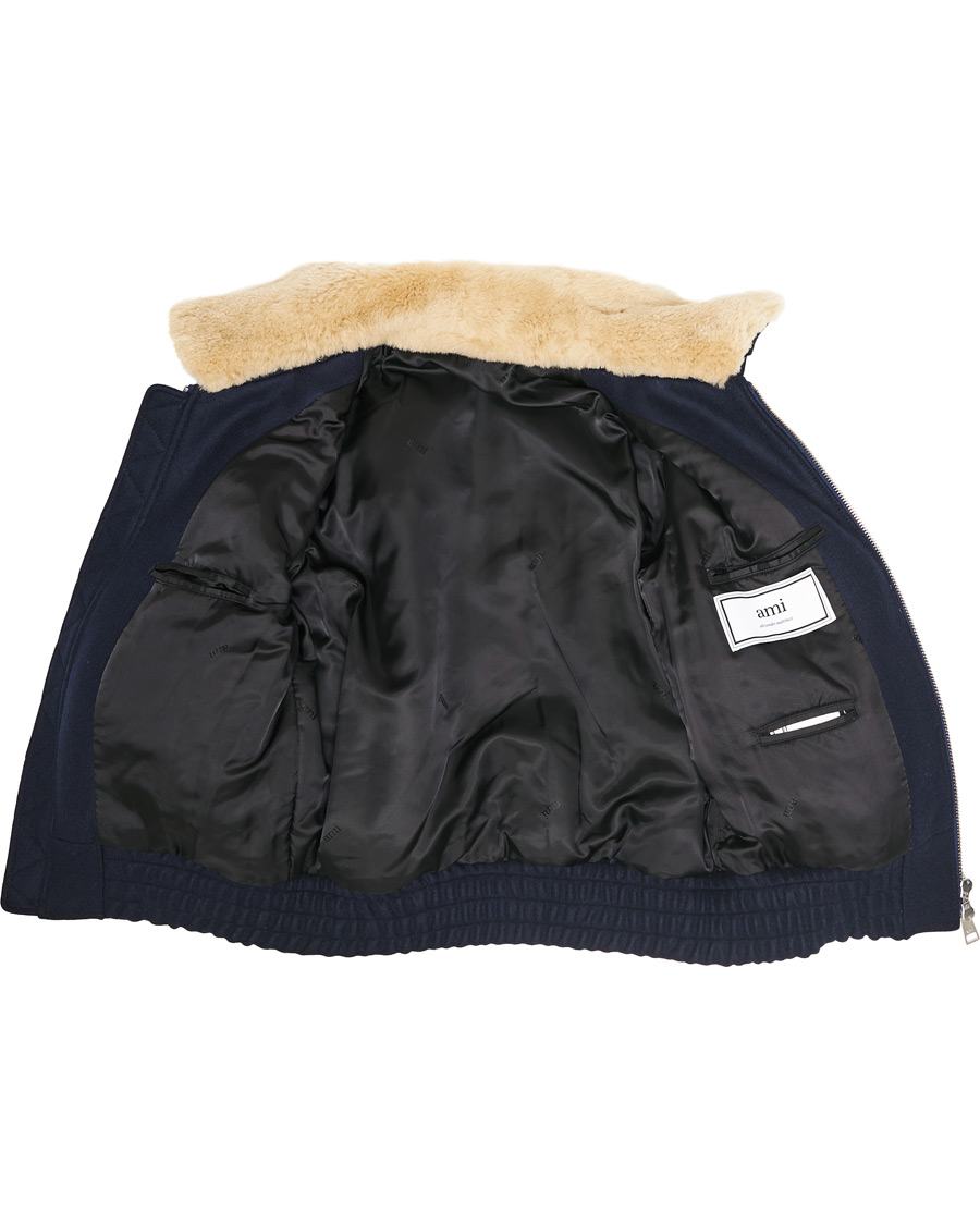 Herre | Jakker | AMI | Shearling Bomber Jacket Navy