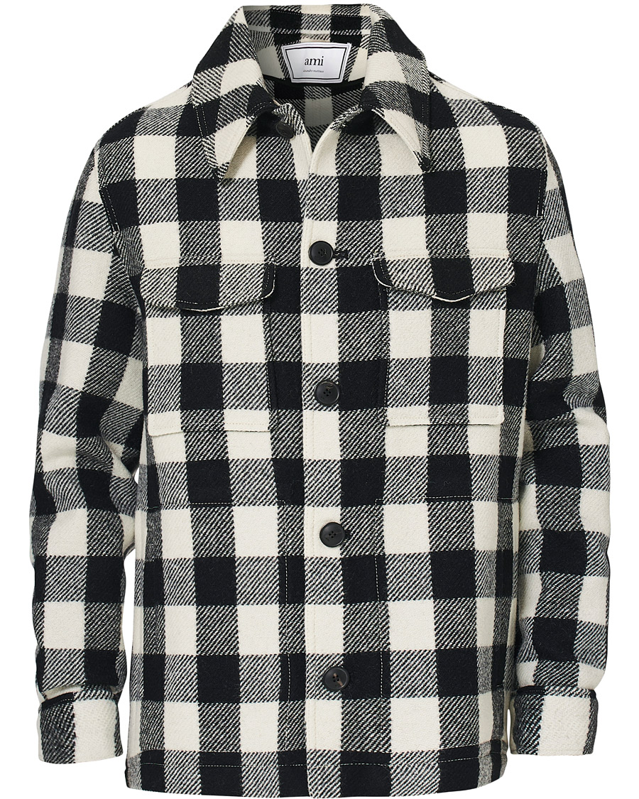 Herre | Jakker | AMI | Overcheck Flannel Shirt Jacket Black/White