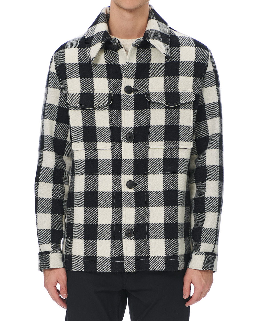 Herre | Jakker | AMI | Overcheck Flannel Shirt Jacket Black/White