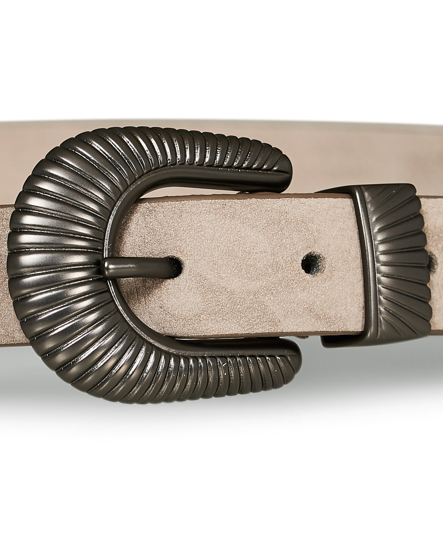 Herre | Anderson's Calf Nubuck 2,5 cm Buckle Belt Soft Grey | Anderson's | Calf Nubuck 2,5 cm Buckle Belt Soft Grey
