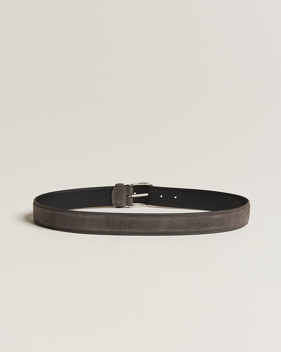 Herre | Italian Department | Anderson's | Suede 3,5 cm Belt Grey