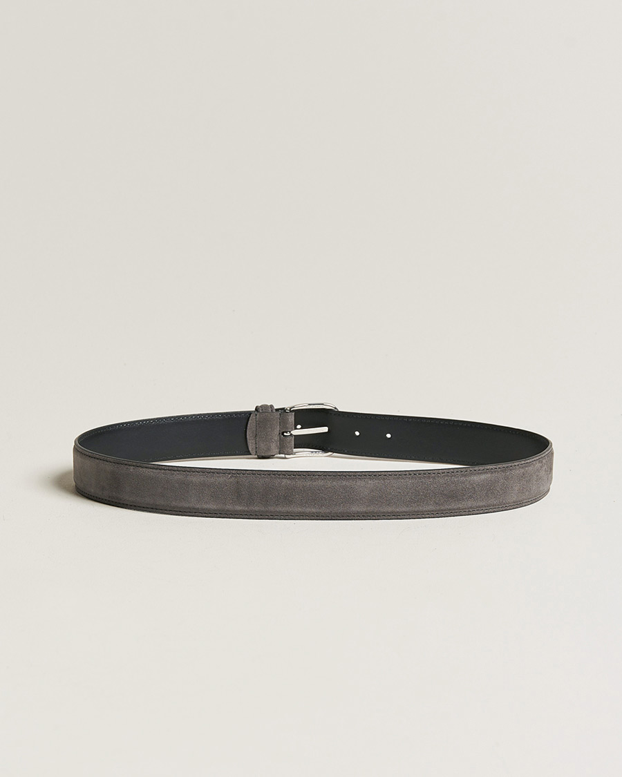 Herre | Belter | Anderson's | Suede 3,5 cm Belt Grey