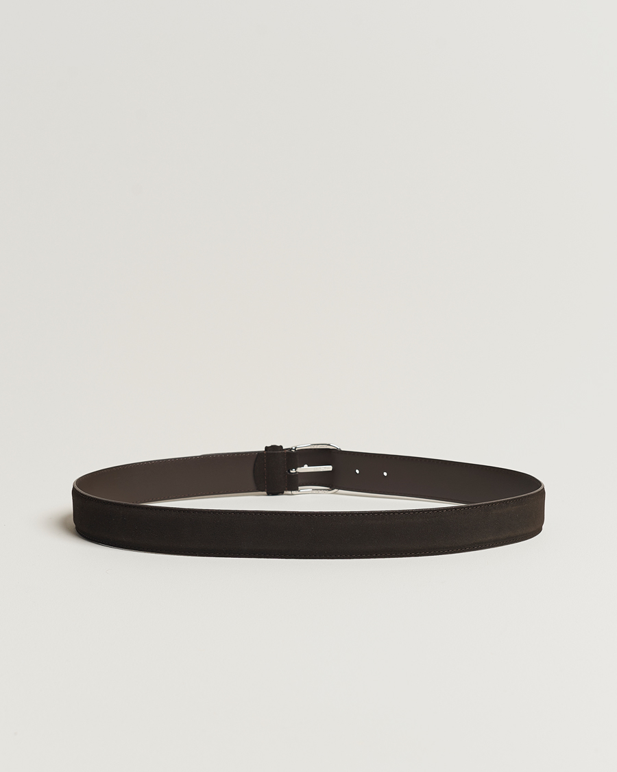 Herre | Umønstrede belter | Anderson's | Suede 3,5 cm Belt Dark Brown