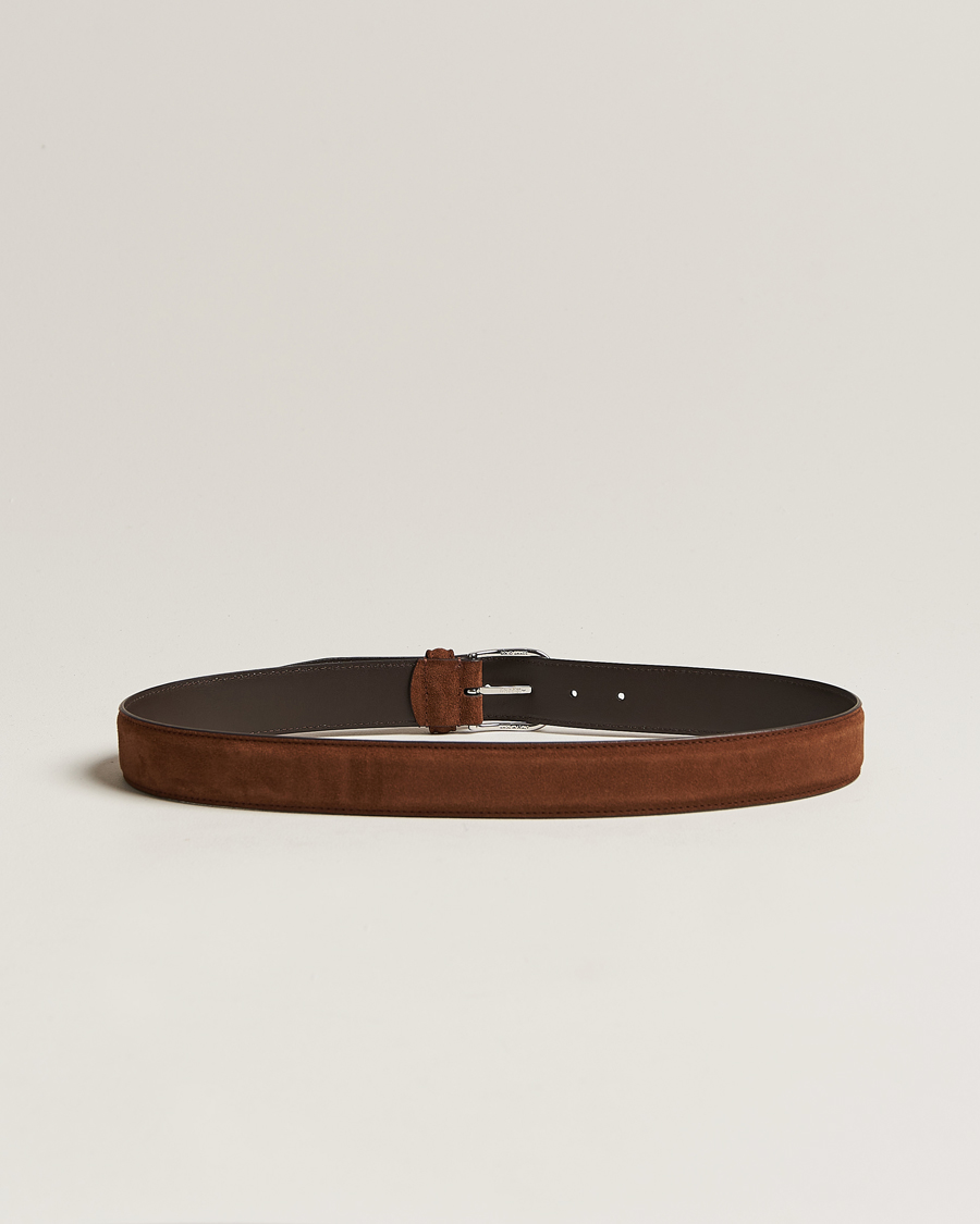 Herre | Bryllupsdress | Anderson's | Suede 3,5 cm Belt Brown