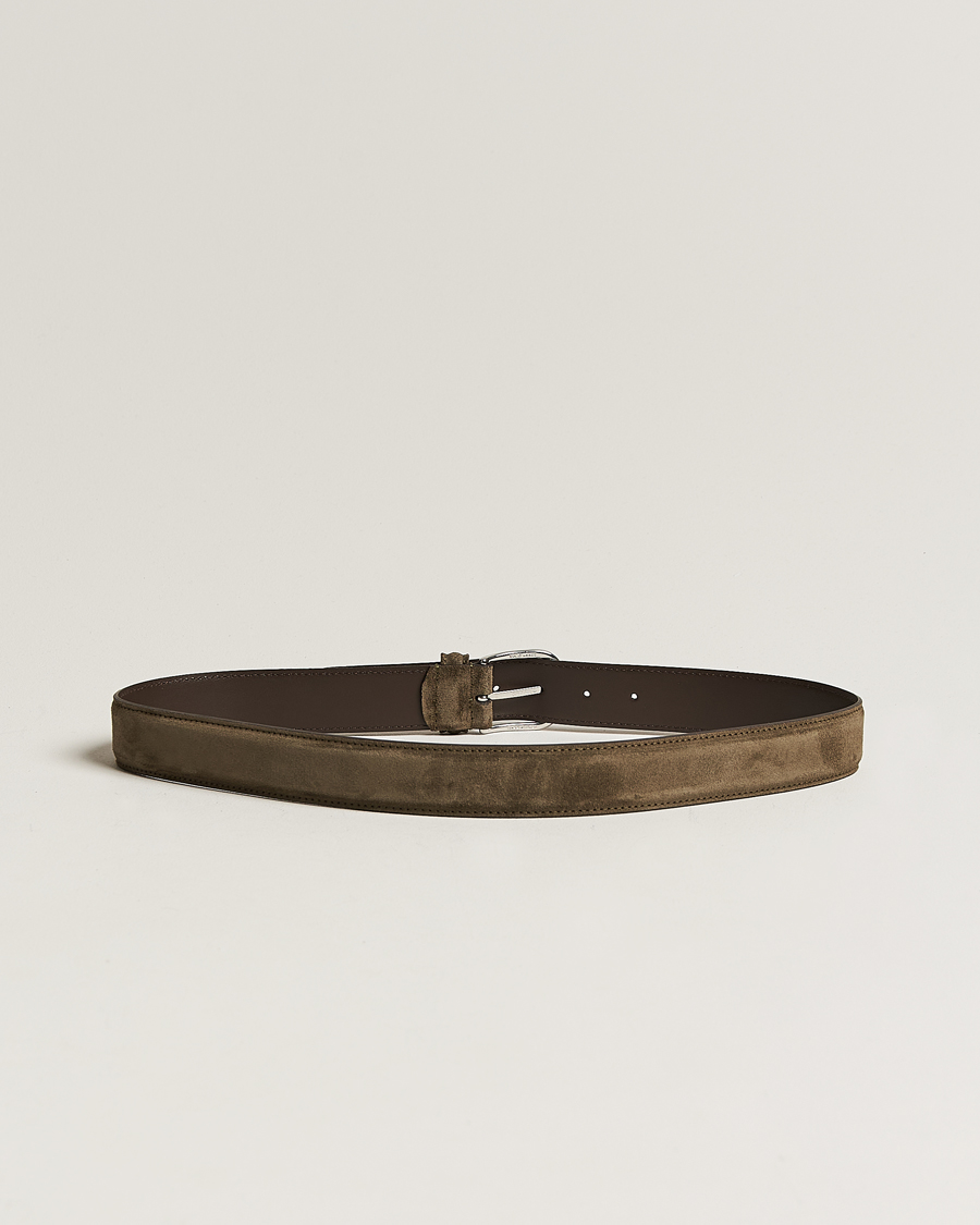 Herre | Belter | Anderson's | Suede 3,5 cm Belt Green