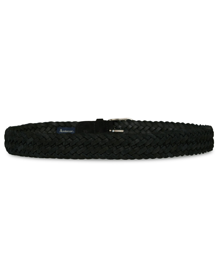 Herre | Anderson's Braided Suede 3,5 cm Belt Black | Anderson's | Braided Suede 3,5 cm Belt Black