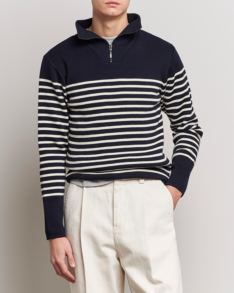 Herre | Gensere | Armor-lux | Camioneur Wool Half Zip Navy/Nature