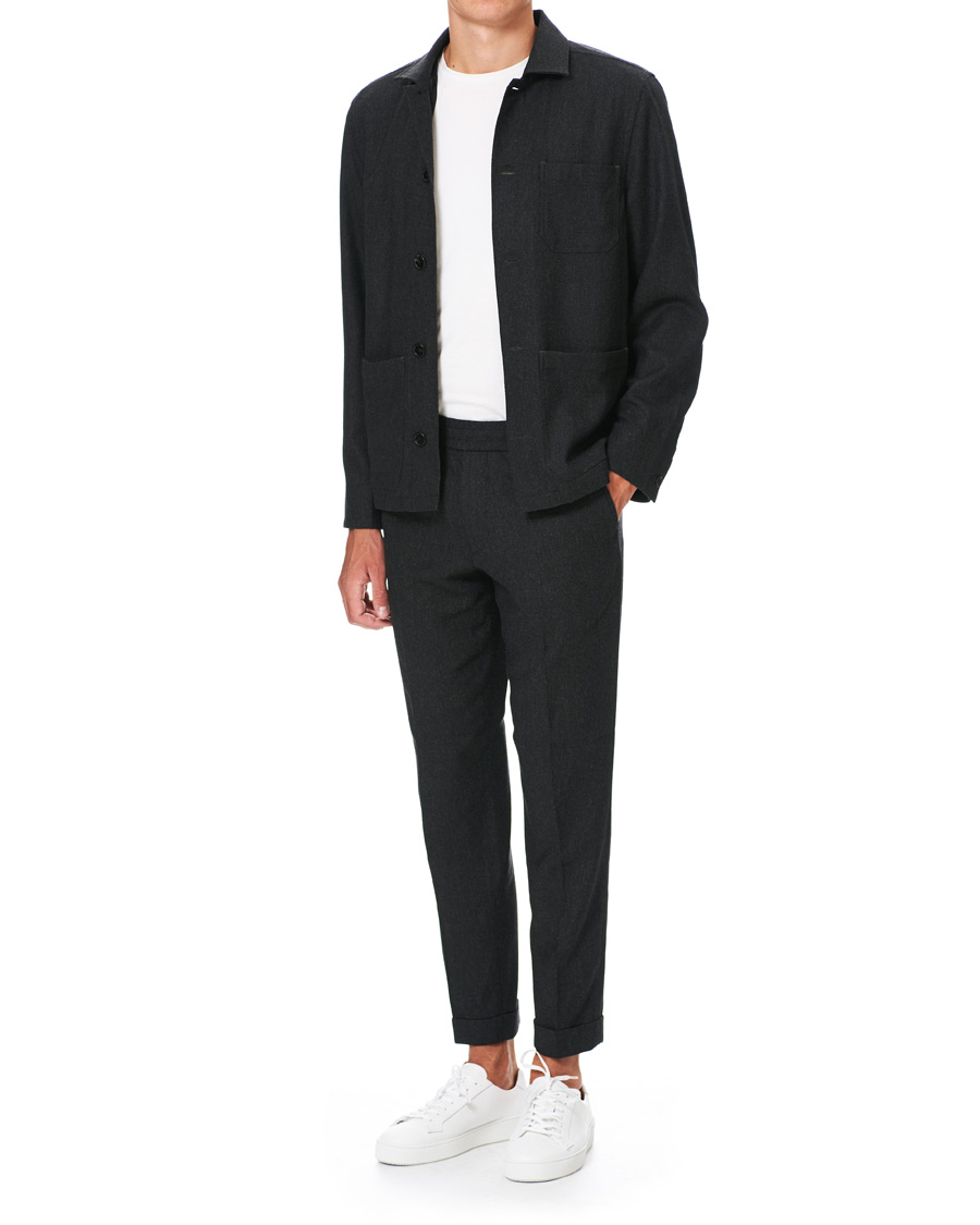 Herre | Skjorter | Filippa K | Louis Flannel Jacket Dark Grey Melange