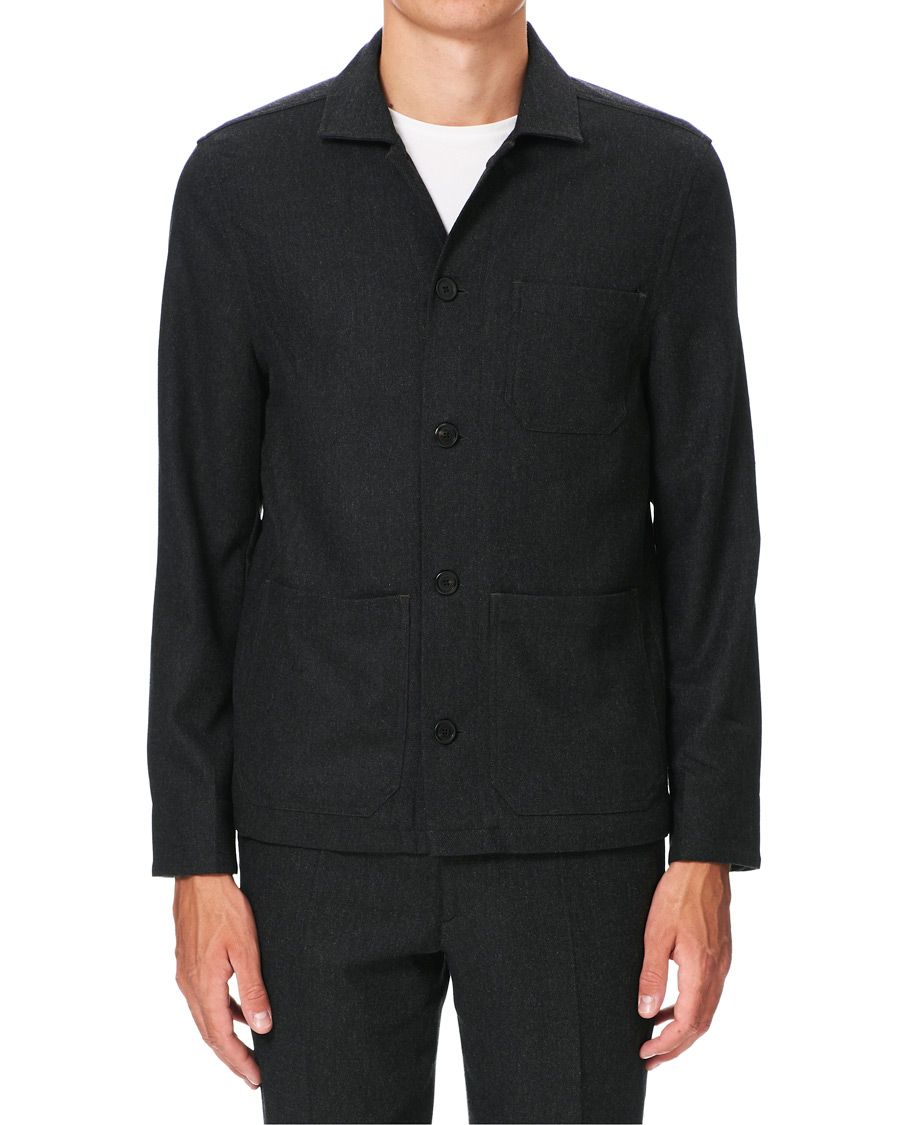 Herre | Skjorter | Filippa K | Louis Flannel Jacket Dark Grey Melange