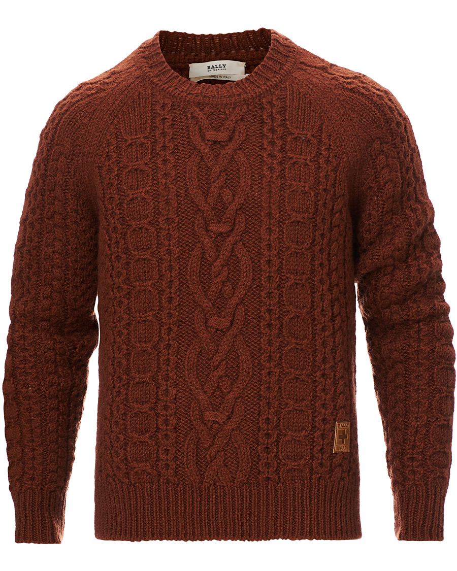 Herre | Gensere | Bally | Aran Cable Knit Sweater Dark Orange