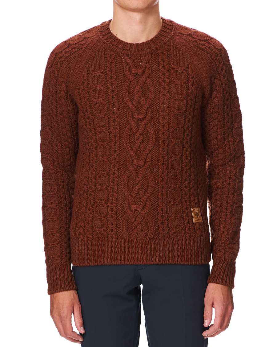 Herre | Gensere | Bally | Aran Cable Knit Sweater Dark Orange
