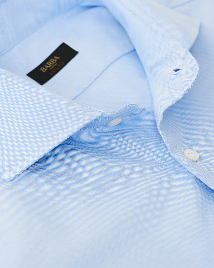 Herre | Skjorter | Barba Napoli | Culto Slim Fit Washed Oxford Shirt Light Blue