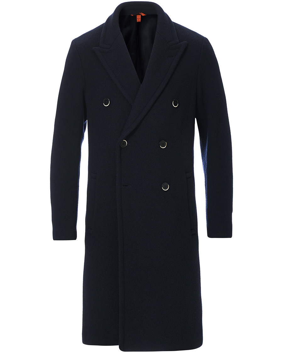 Herre | Jakker | Barena | Soft Double Breasted Wool Coat Navy