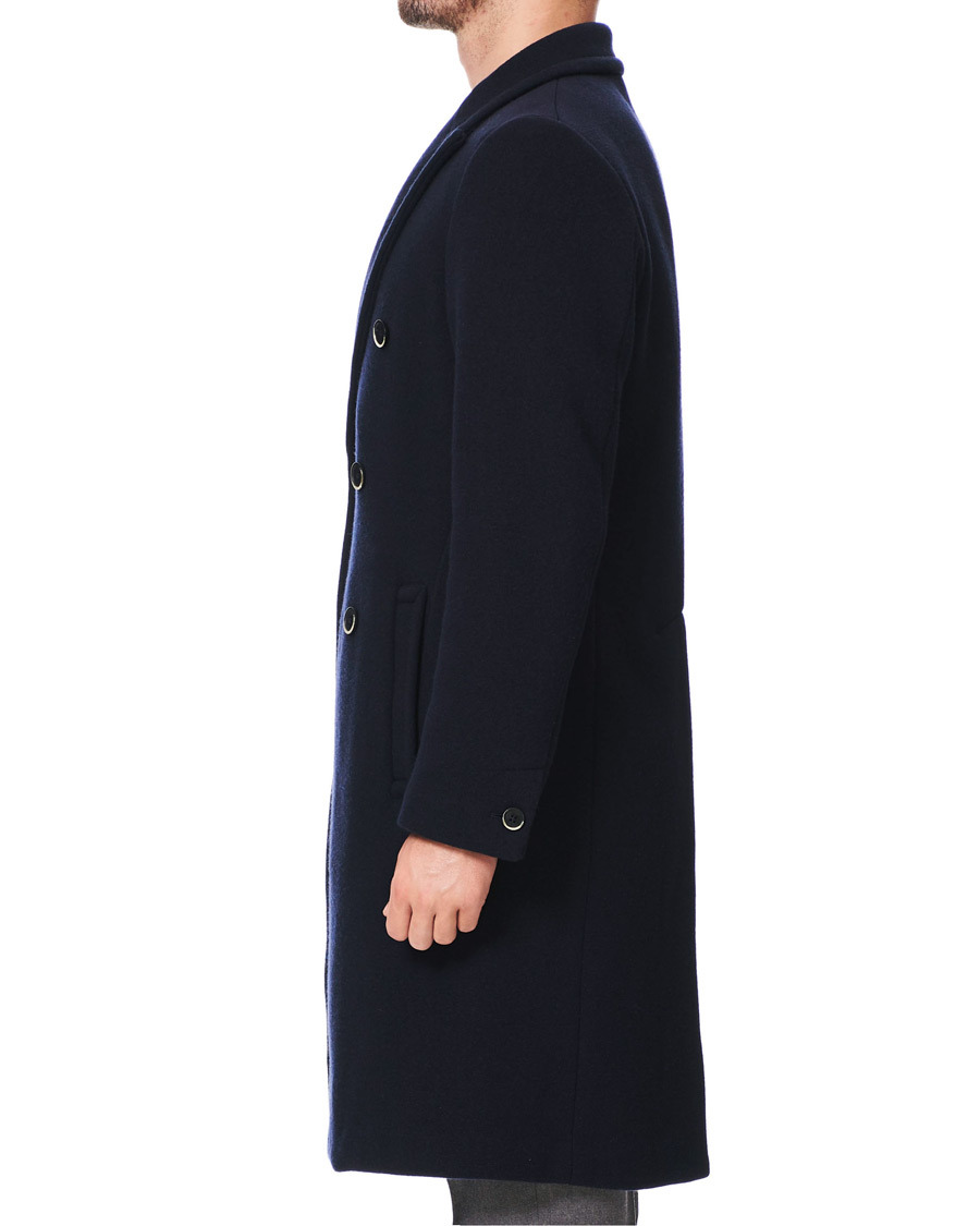Herre | Jakker | Barena | Soft Double Breasted Wool Coat Navy