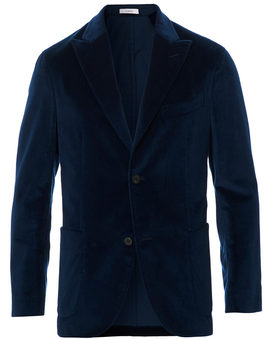 Herre | Dressjakker | Boglioli | K Jacket Peak Lapel Velvet Blazer Navy