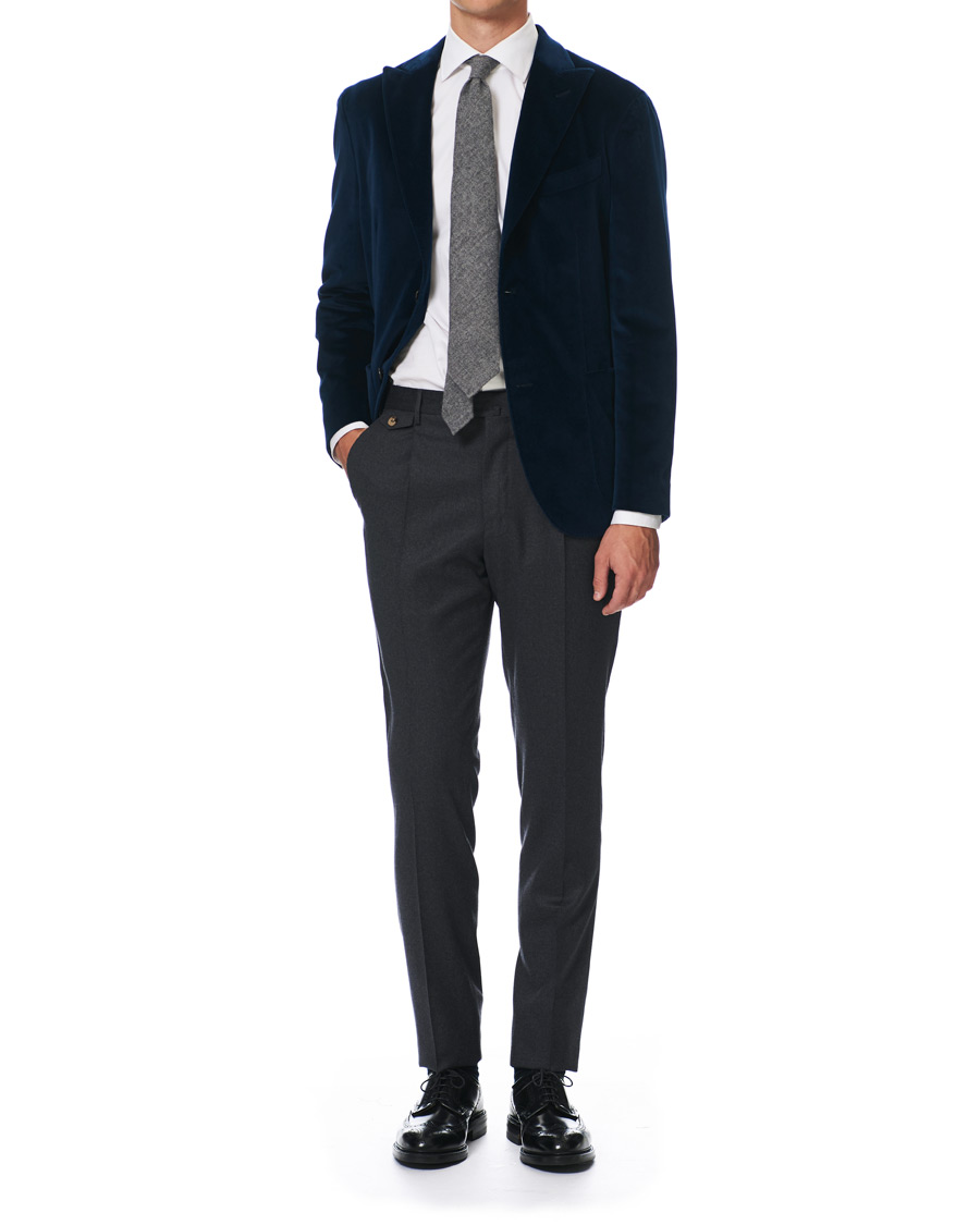 Herre | Dressjakker | Boglioli | K Jacket Peak Lapel Velvet Blazer Navy