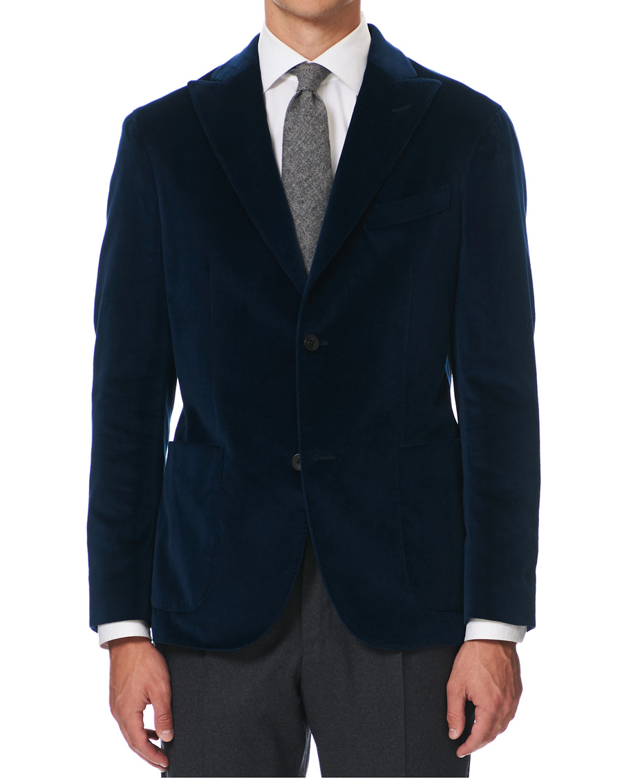 Herre | Dressjakker | Boglioli | K Jacket Peak Lapel Velvet Blazer Navy