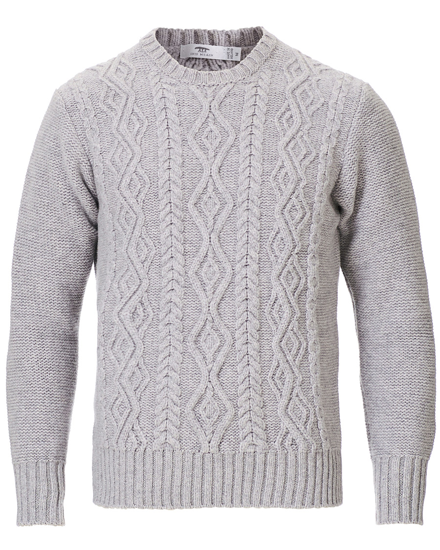 Herre | Gensere | Inis Meáin | Classic Aran Wool Crew Neck Light Grey