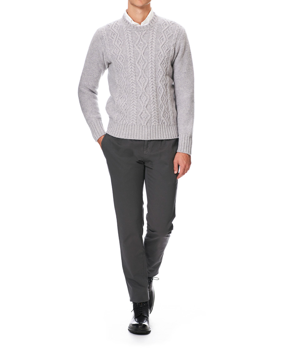Herre | Gensere | Inis Meáin | Classic Aran Wool Crew Neck Light Grey