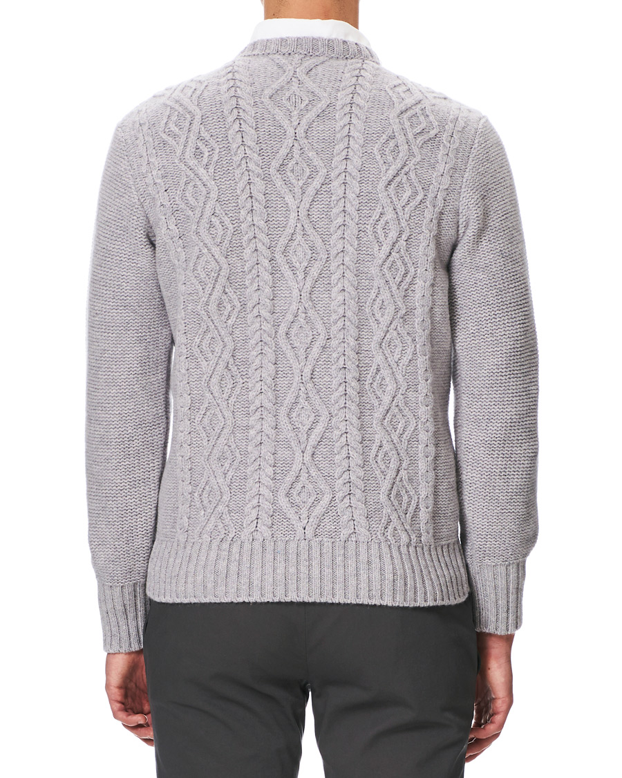 Herre | Gensere | Inis Meáin | Classic Aran Wool Crew Neck Light Grey