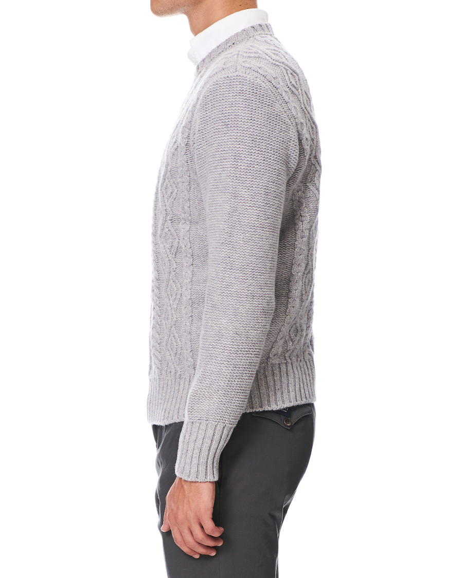 Herre | Gensere | Inis Meáin | Classic Aran Wool Crew Neck Light Grey