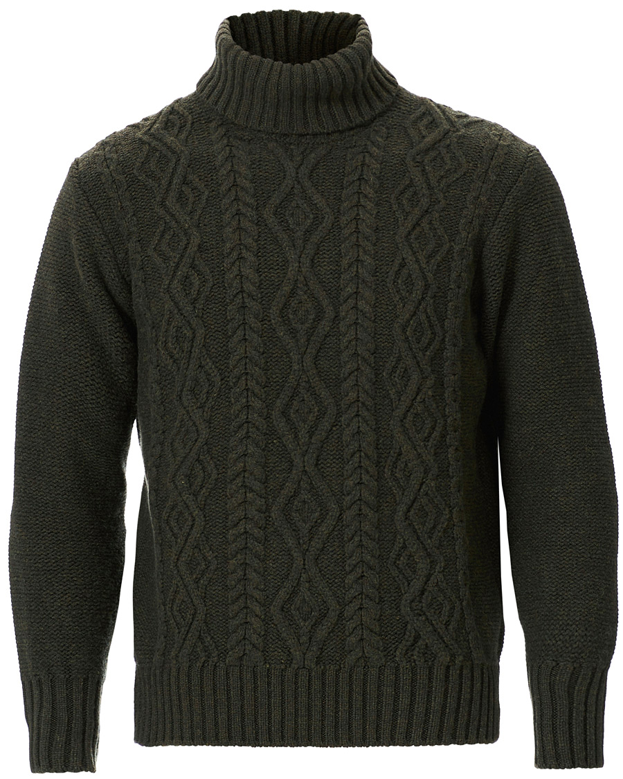 Herre | Gensere | Inis Meáin | Classic Aran Wool Turtleneck Green