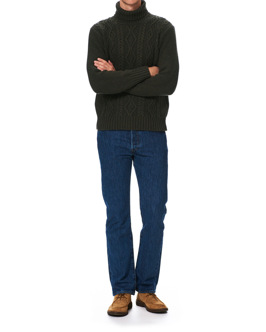 Herre | Gensere | Inis Meáin | Classic Aran Wool Turtleneck Green