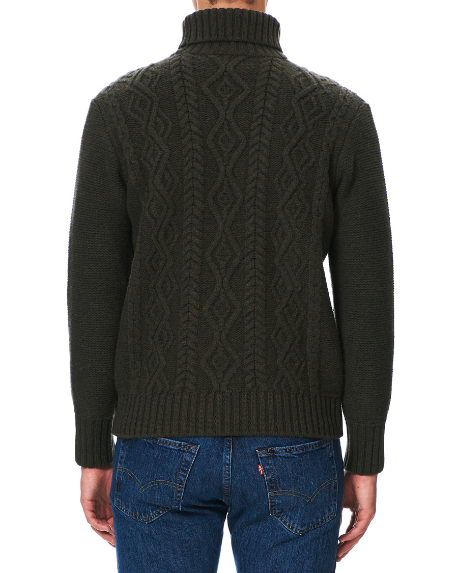 Herre | Gensere | Inis Meáin | Classic Aran Wool Turtleneck Green