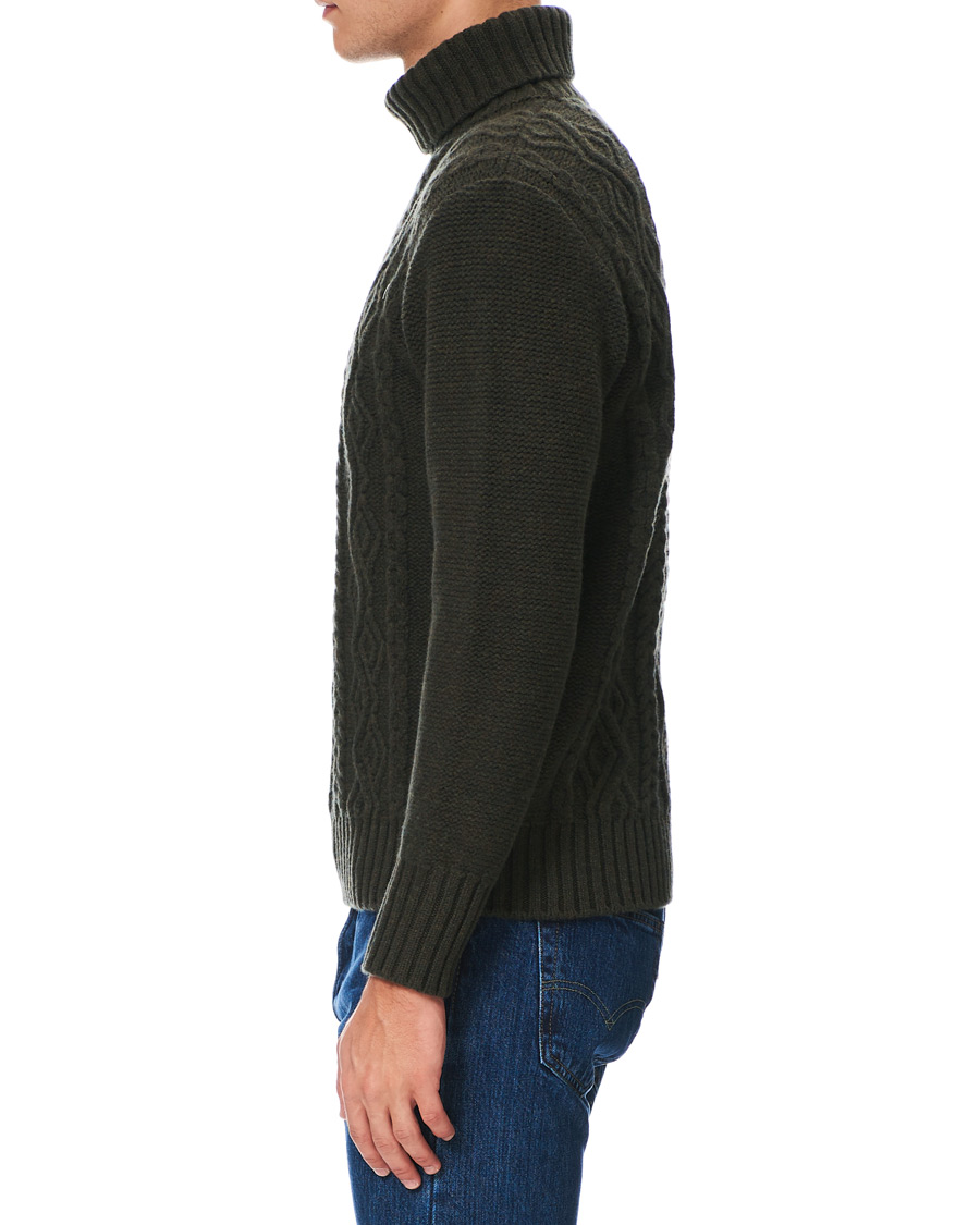 Herre | Gensere | Inis Meáin | Classic Aran Wool Turtleneck Green