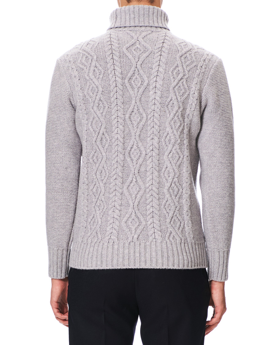 Herre | Gensere | Inis Meáin | Classic Aran Wool Turtleneck Light Grey