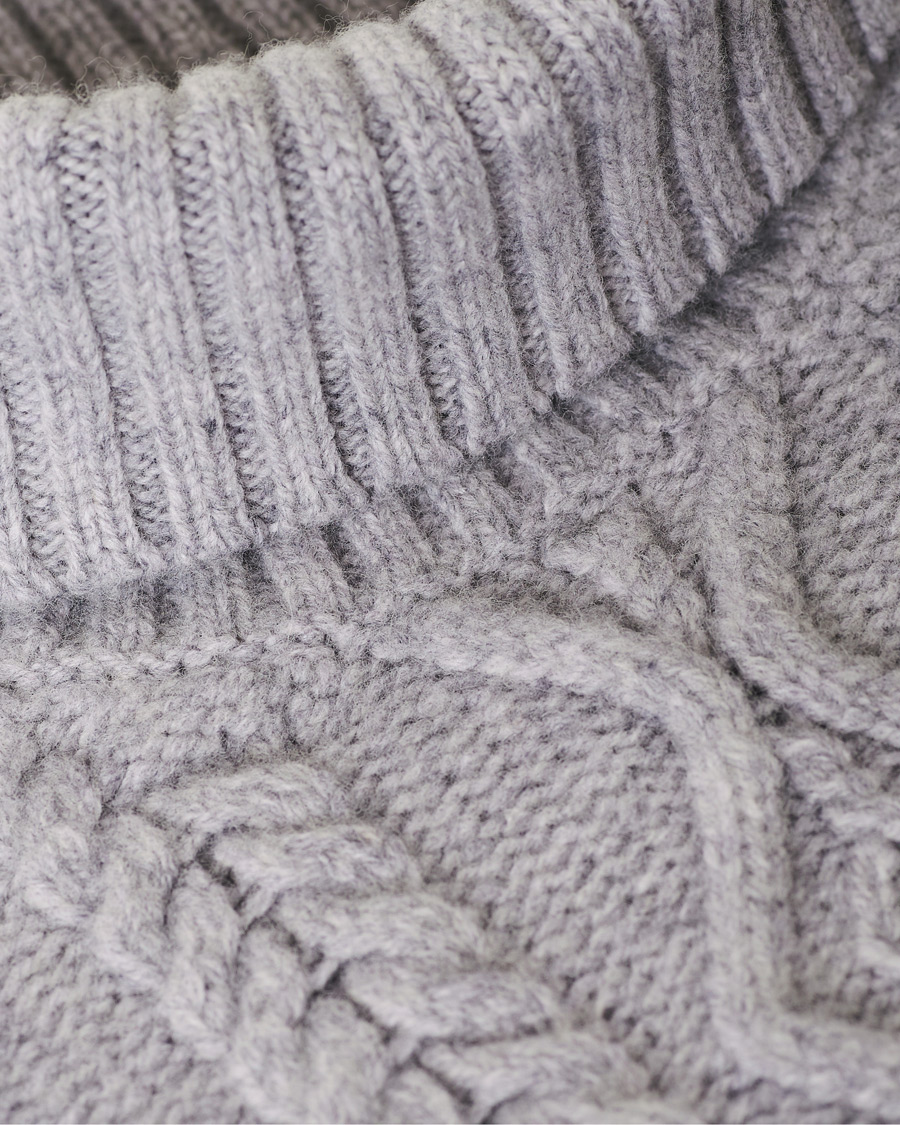 Herre | Gensere | Inis Meáin | Classic Aran Wool Turtleneck Light Grey
