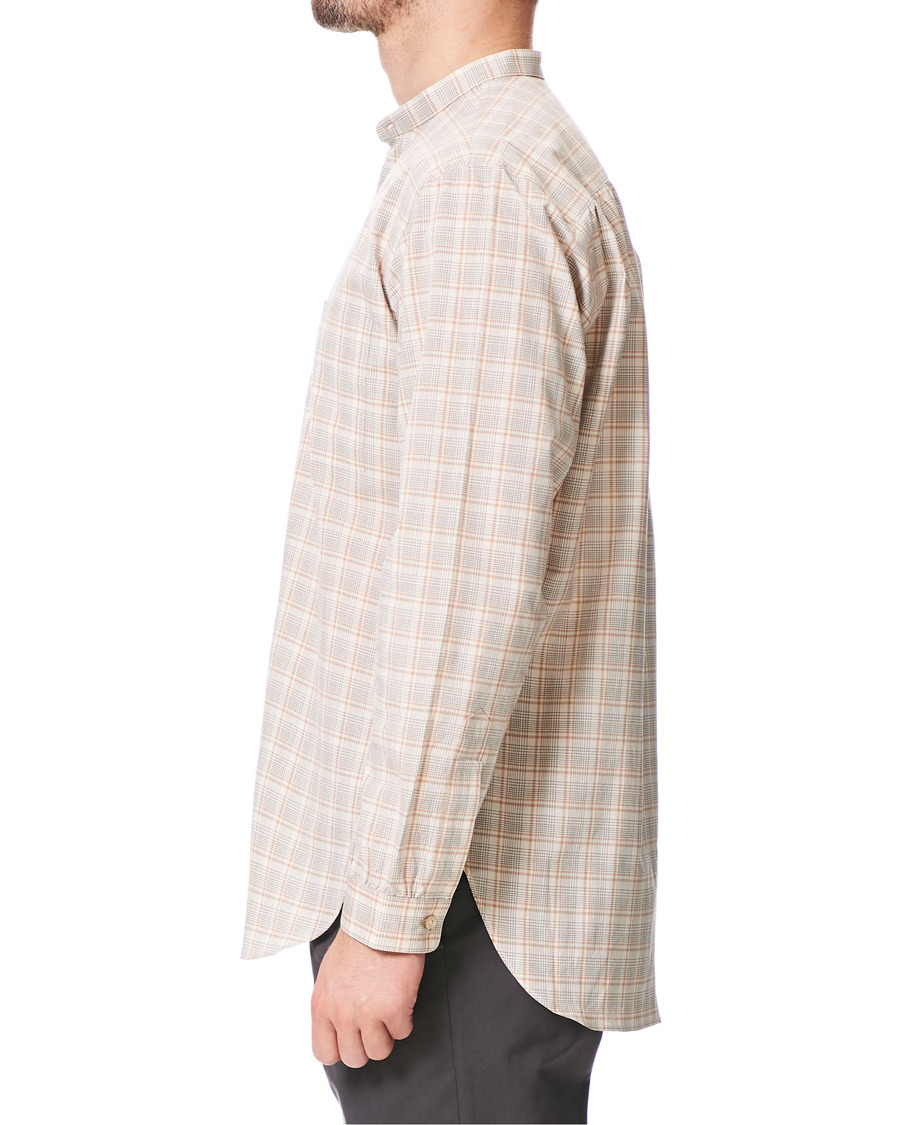 Herre | Skjorter | Camoshita | Mandarin Collar Cotton Shirt Beige Check