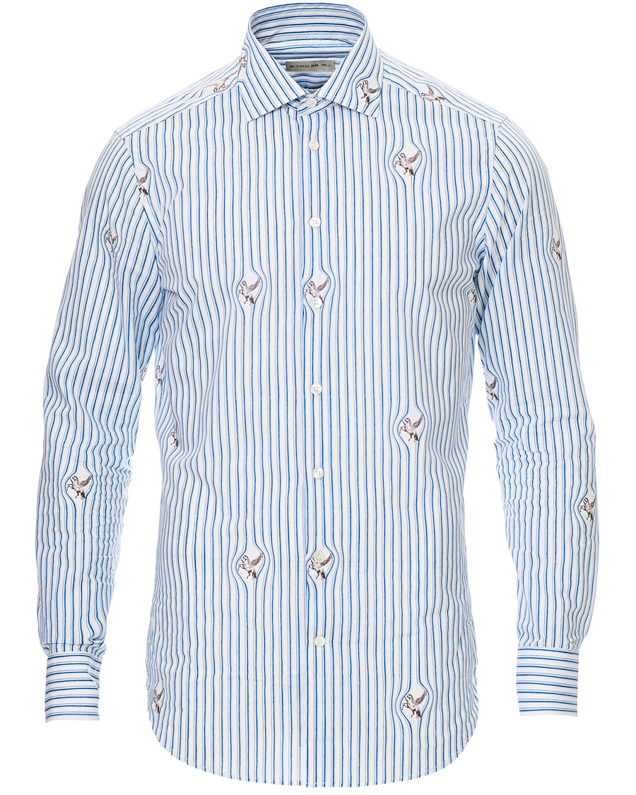 Herre | Skjorter | Etro | Mercurio Pegasus Stripe Shirt White/Blue