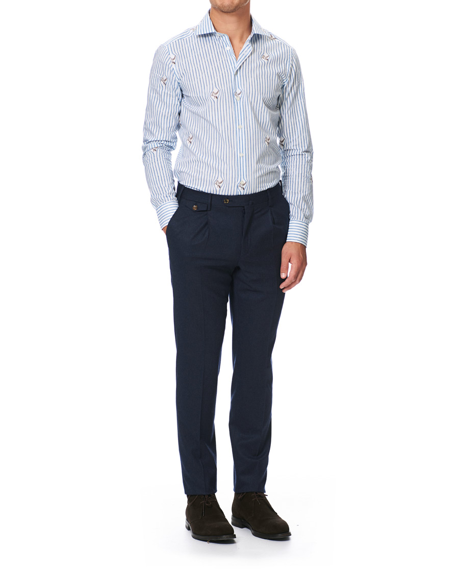 Herre | Skjorter | Etro | Mercurio Pegasus Stripe Shirt White/Blue