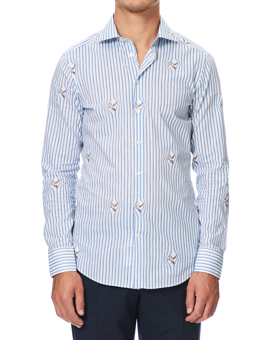 Herre | Skjorter | Etro | Mercurio Pegasus Stripe Shirt White/Blue