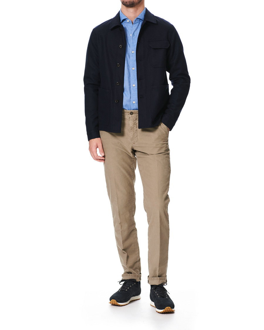 Herre | Skjorter | Finamore Napoli | Tokyo Slim Fit Flannel Shirt Light Blue