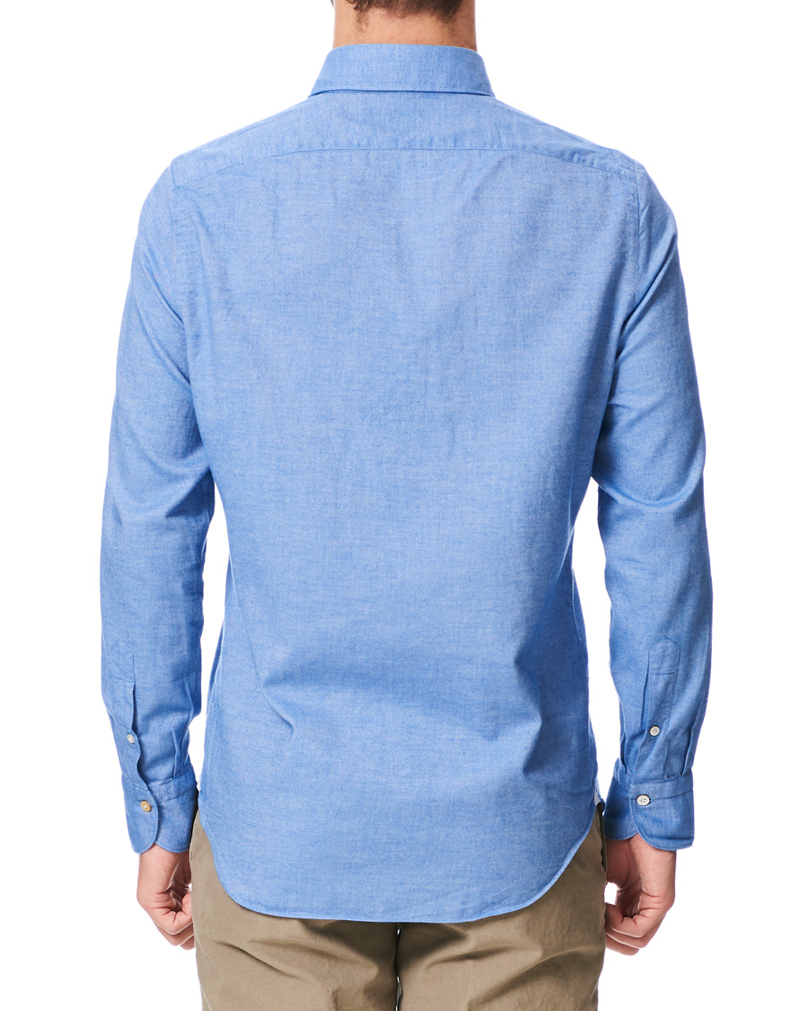 Herre | Skjorter | Finamore Napoli | Tokyo Slim Fit Flannel Shirt Light Blue