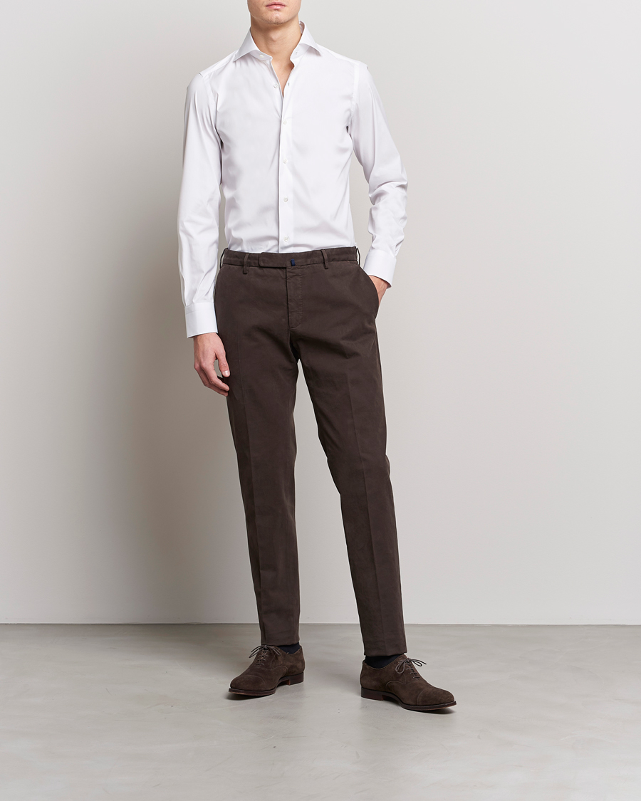 Herre | Italian Department | Finamore Napoli | Milano Slim Fit Stretch Shirt White