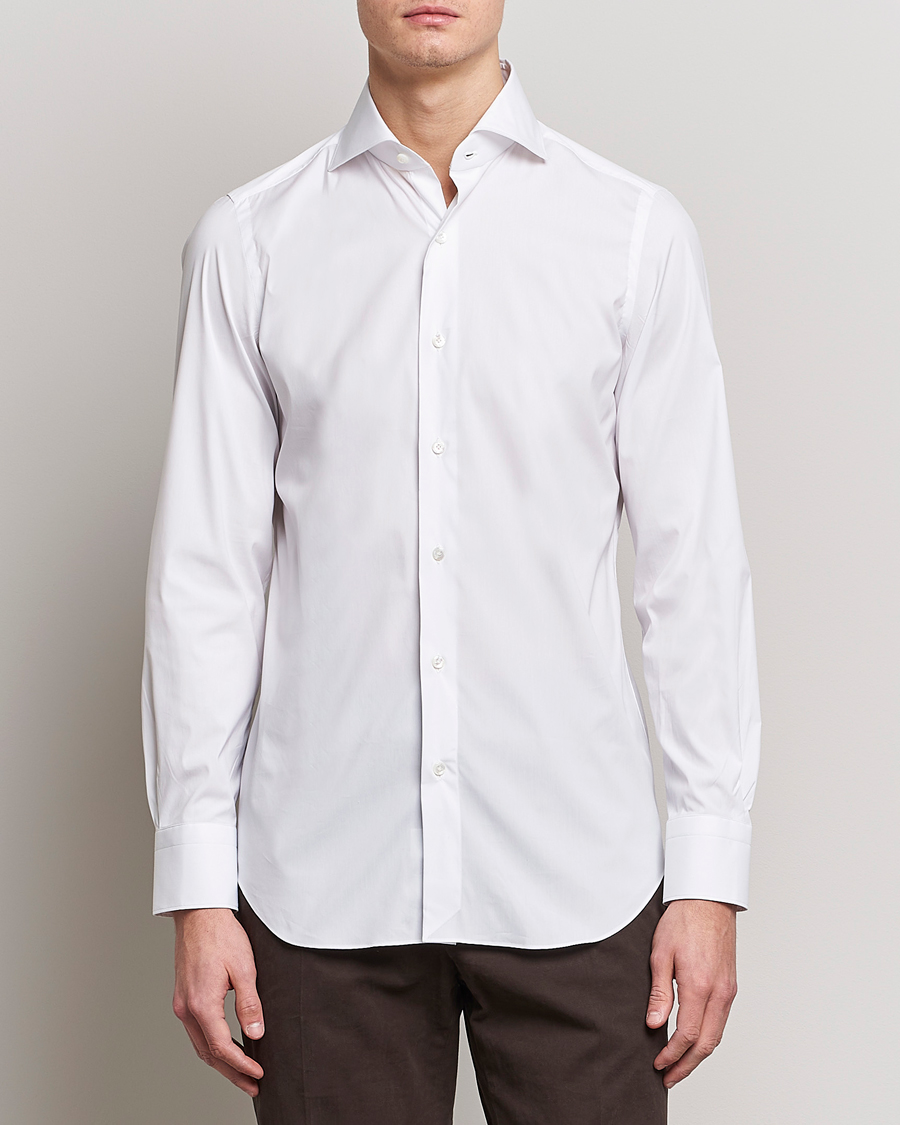 Herre | Italian Department | Finamore Napoli | Milano Slim Fit Stretch Shirt White