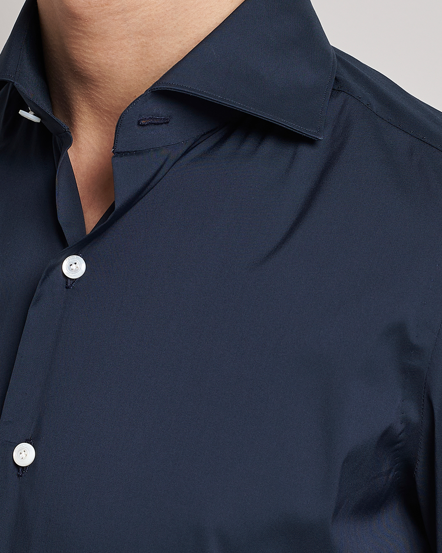 Herre | Skjorter | Finamore Napoli | Milano Slim Fit Stretch Shirt Navy