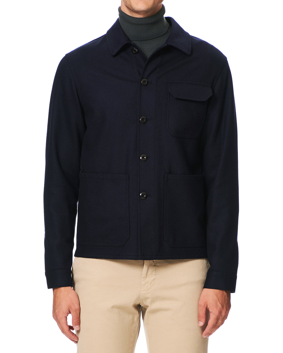 Herre |  | Slowear | Unconstructed Wool Shirt Jacket Navy