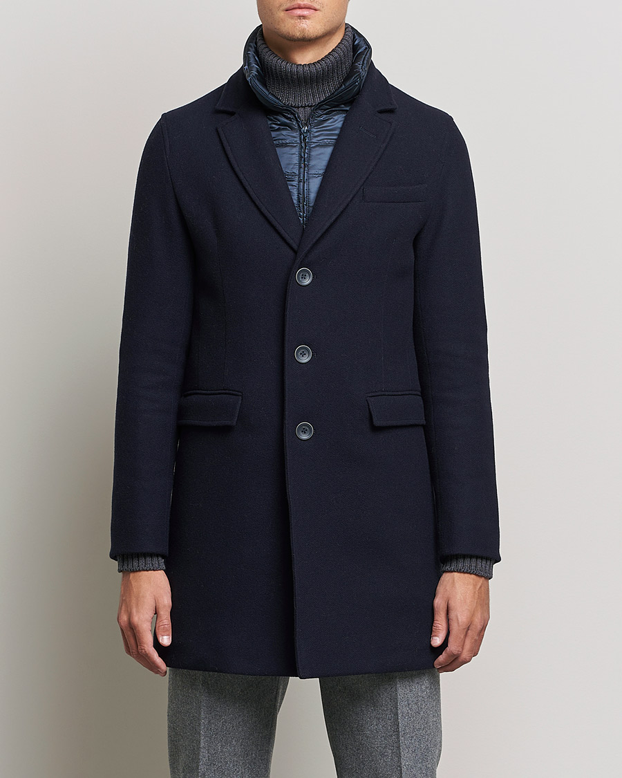 Herre | Dressede jakker | Herno | Wool Zip Coat Navy