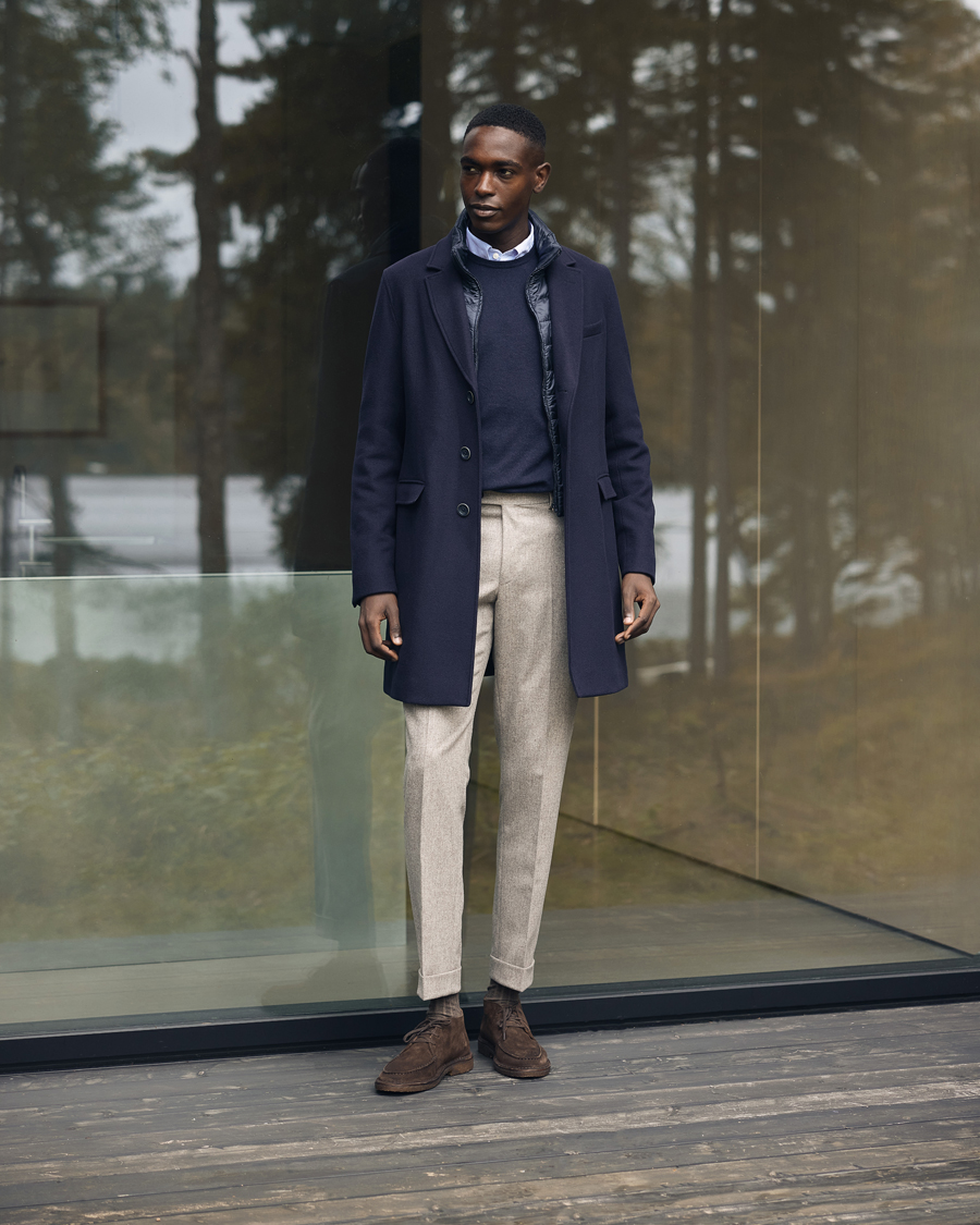 Herre | Jakker | Herno | Wool Zip Coat Navy