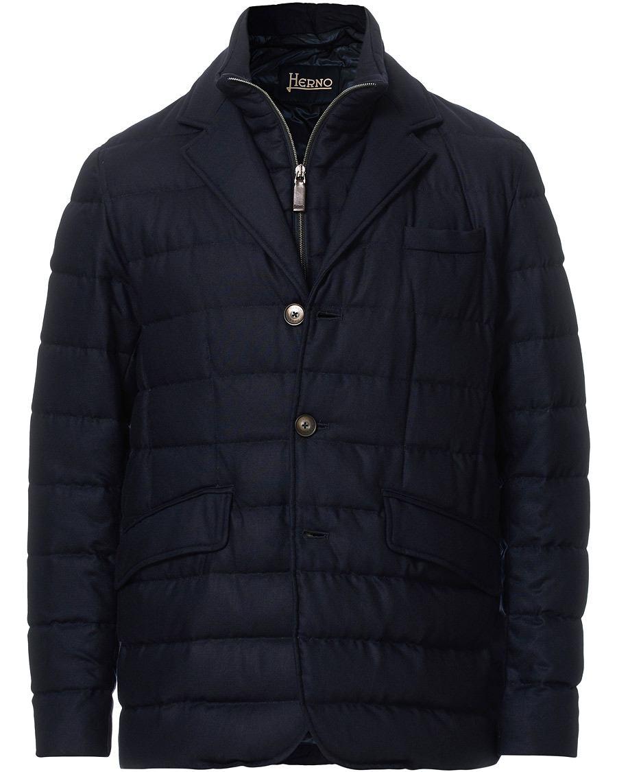 Herre | Jakker | Herno | Flannel Down Jacket Navy