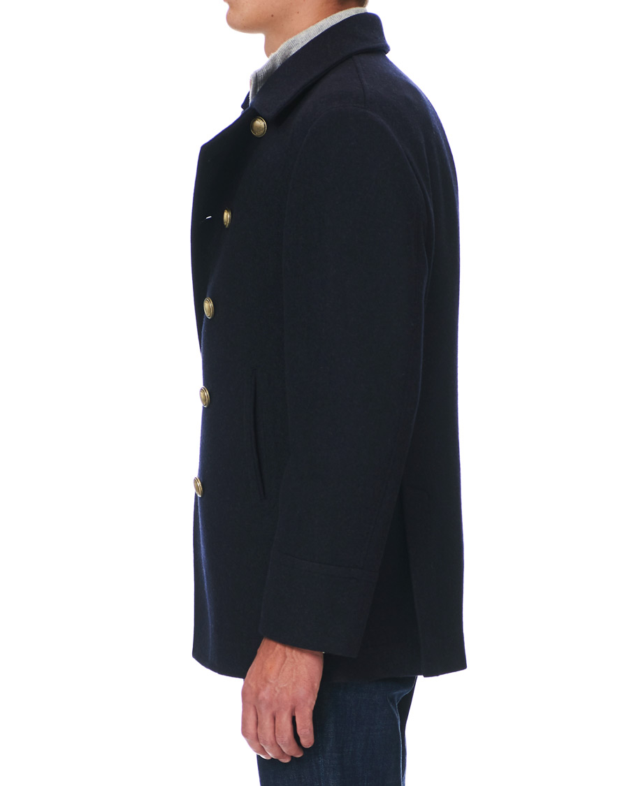 Herre | Jakker | Brunello Cucinelli | Double Breasted Wool Coat Navy