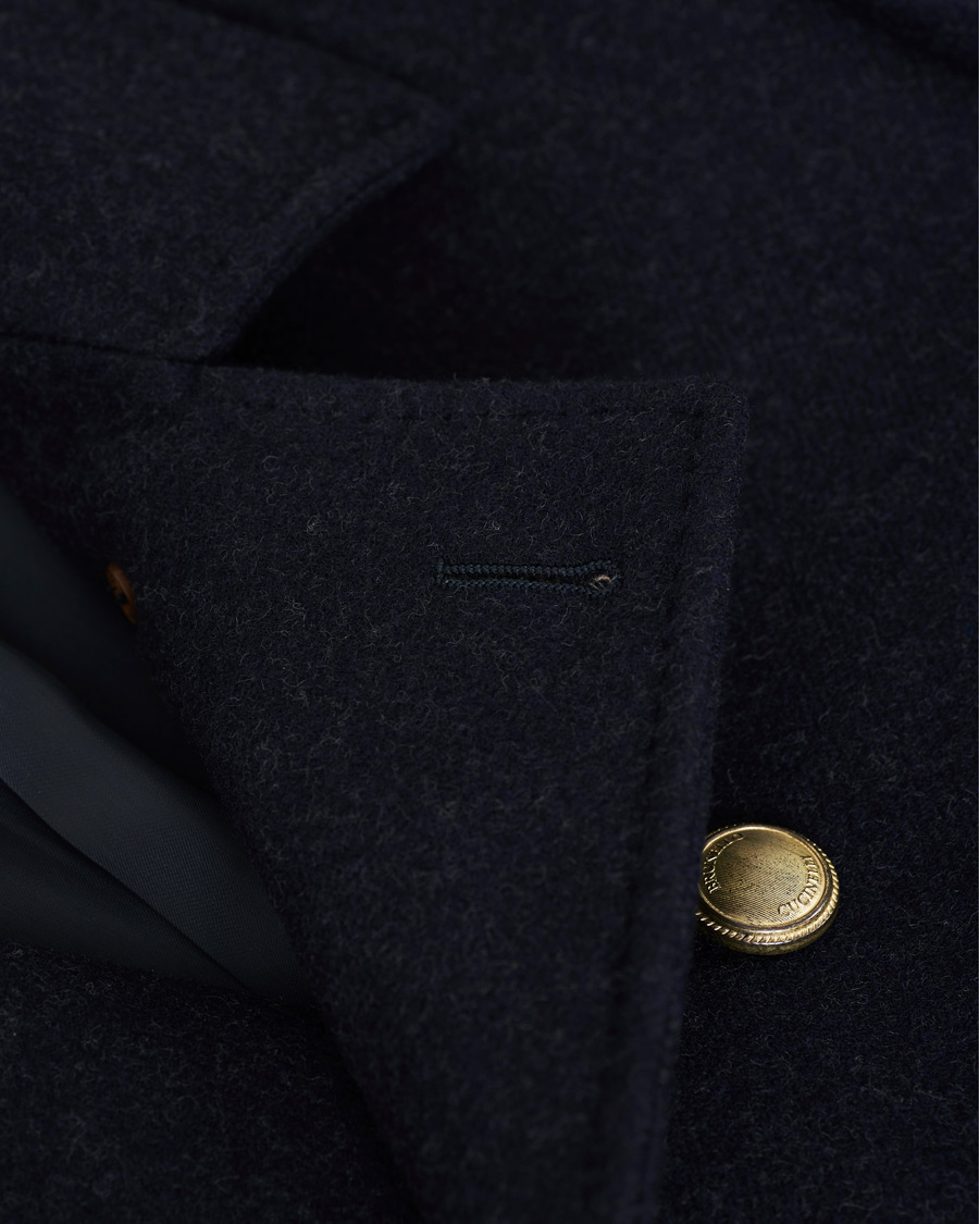 Herre | Jakker | Brunello Cucinelli | Double Breasted Wool Coat Navy